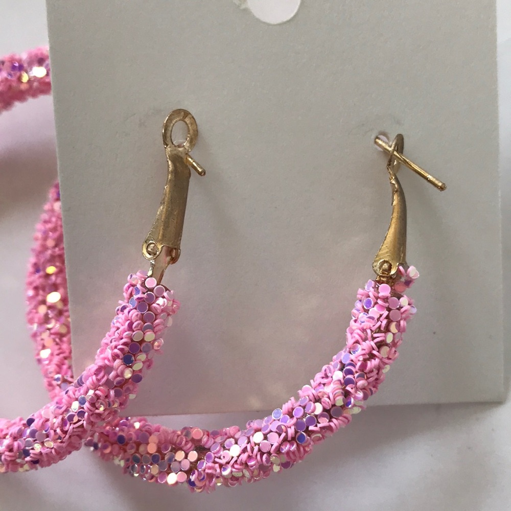 Glitter Hoop Earrings - Picture 3 of 5